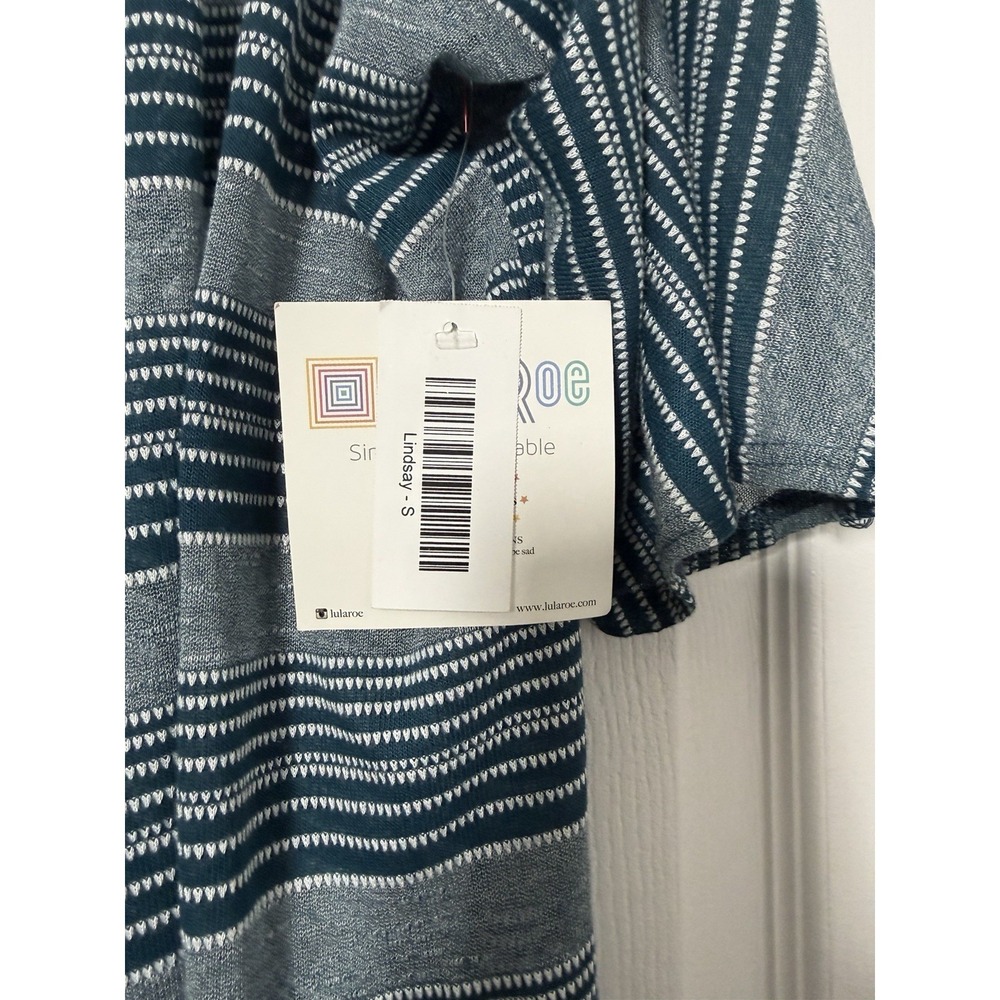 NWT LuLaRoe Lindsay Kimono Cardigan Small Blue Lace Open Front High Low Boho - Picture 5 of 6